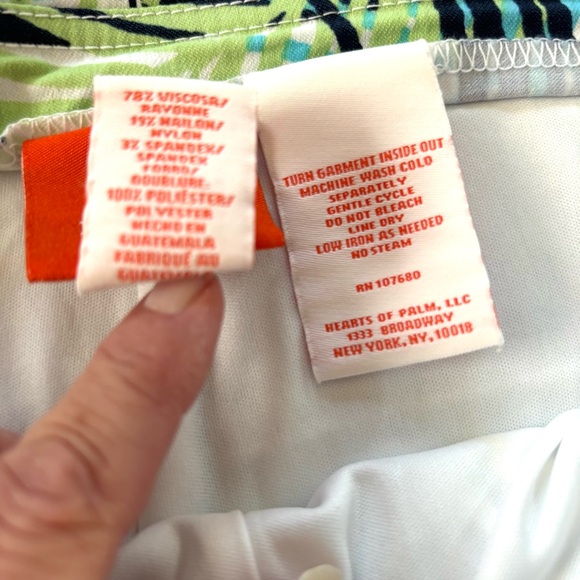 NEOT Hearts of Palm Leaf Print Mini Skort Blue, Green, Black SZ 14 - Picture 8 of 12